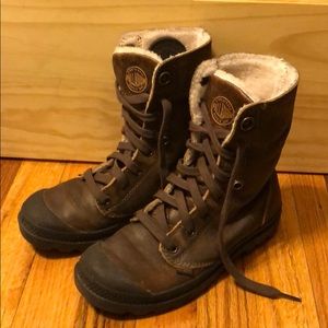 Dark brown Sherpa Palladium Boots